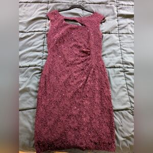 Laura Petite Burgundy Cocktail Dress
